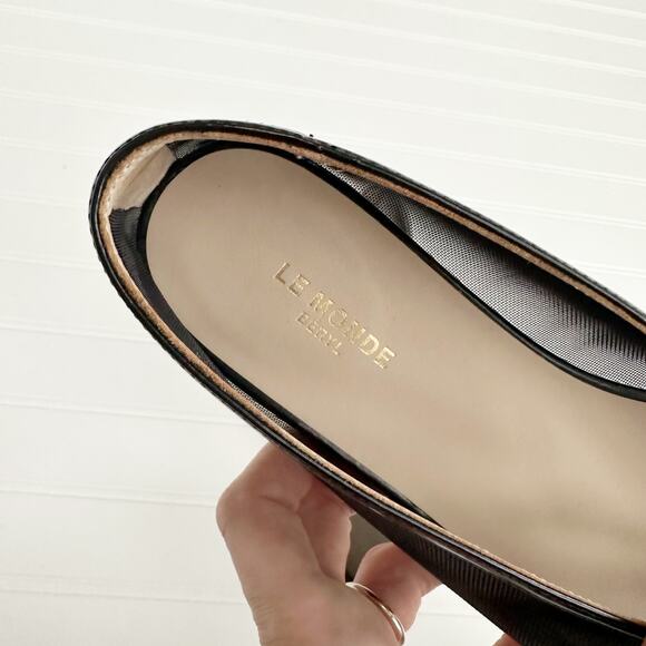 Le Monde Beryl Sheer Mesh Leather Lined Ballet Flats Black Slipper - Picture 9 of 13